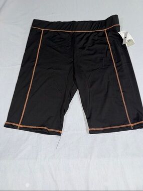 bp Black Athletic Compression Shorts with Tan Stitching